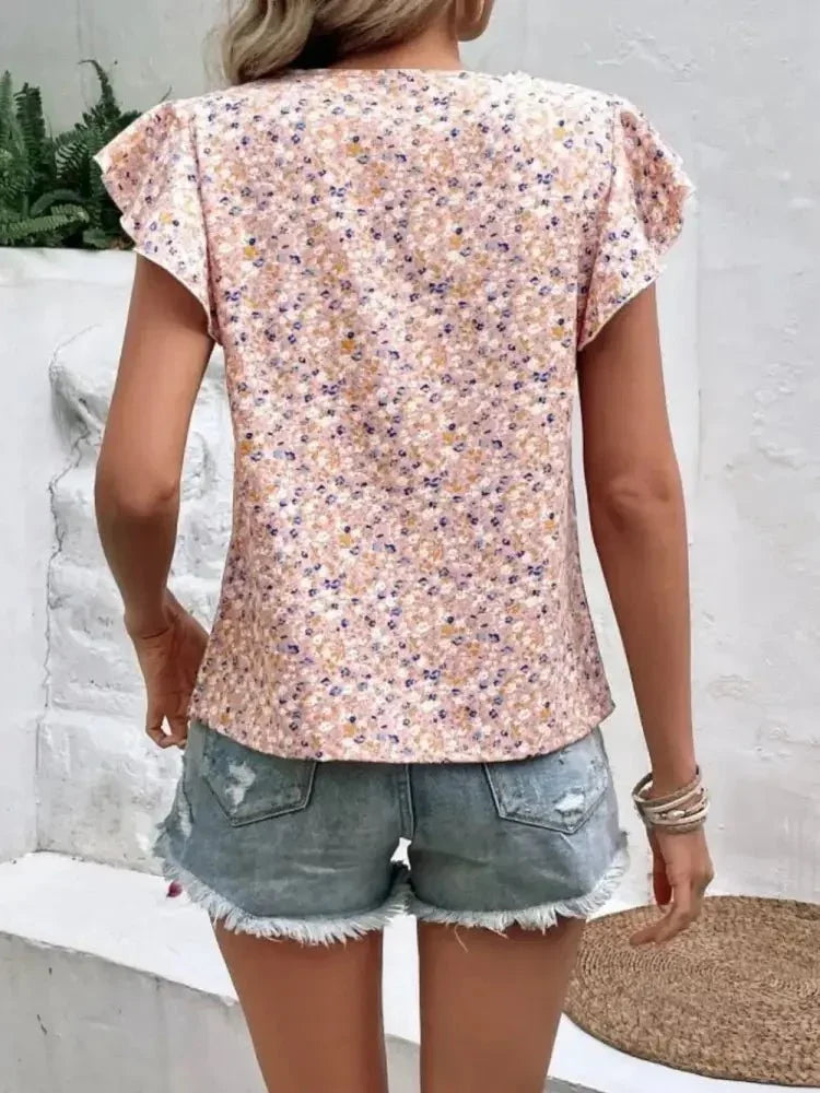 Ditsy Floral Round Neck Cap Sleeve Top - Update AvenueVacation StyleTrendsi1001005937865591001005937865595a6b853c - 5fdc - 4402 - 8edb - 342589040ed5 - MaxPale Blush