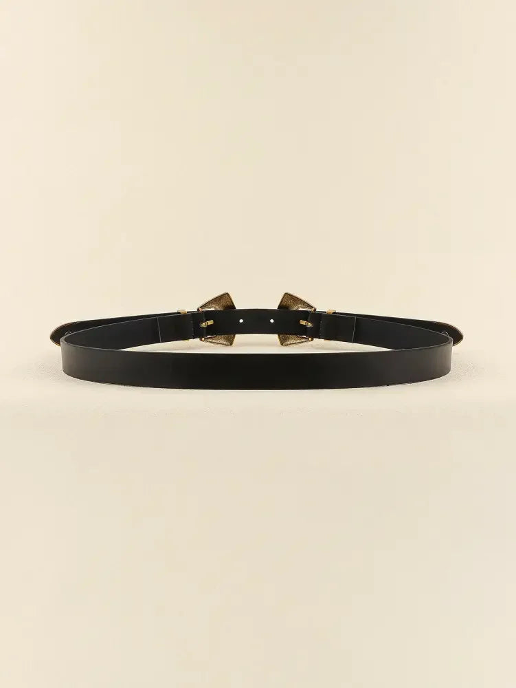Double Buckle PU Leather Belt