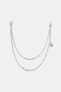Double Layered Iron Chain Belt with Lock Charm