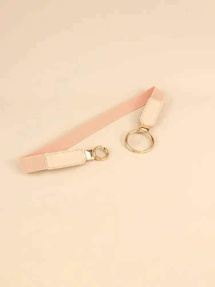 Double Ring Buckle Elastic PU Belt