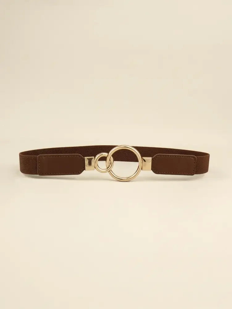 Double Ring Buckle Elastic PU Belt