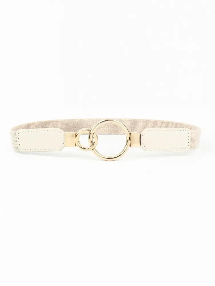 Double Ring Buckle Elastic PU Belt