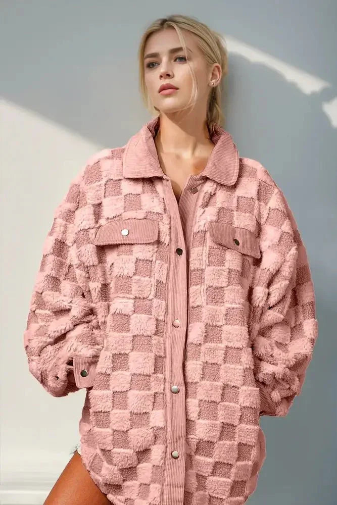 Double Take Button Up Fuzzy Checkered Shacket - Update AvenueTrendsi10010045508119410010045508119473afb5bb - e931 - 4f74 - bd38 - b3b1a0cc4e14 - MaxDusty Pink