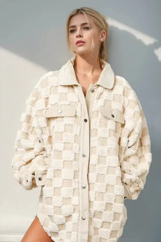 Double Take Button Up Fuzzy Checkered Shacket - Update AvenueTrendsi1001004550818791001004550818791fcf703f - b84c - 4ee8 - a062 - d87e83baa759 - MaxCream