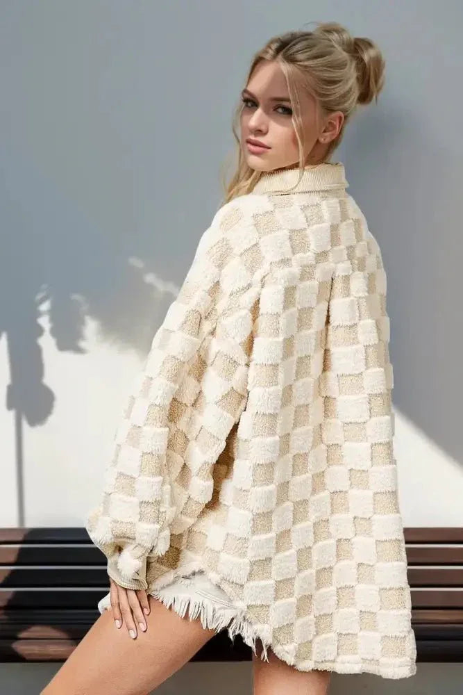 Double Take Button Up Fuzzy Checkered Shacket - Update AvenueTrendsi1001004550818791001004550818793e14f821 - c3ce - 4045 - 860f - 9085cc7cd32f - MaxCream