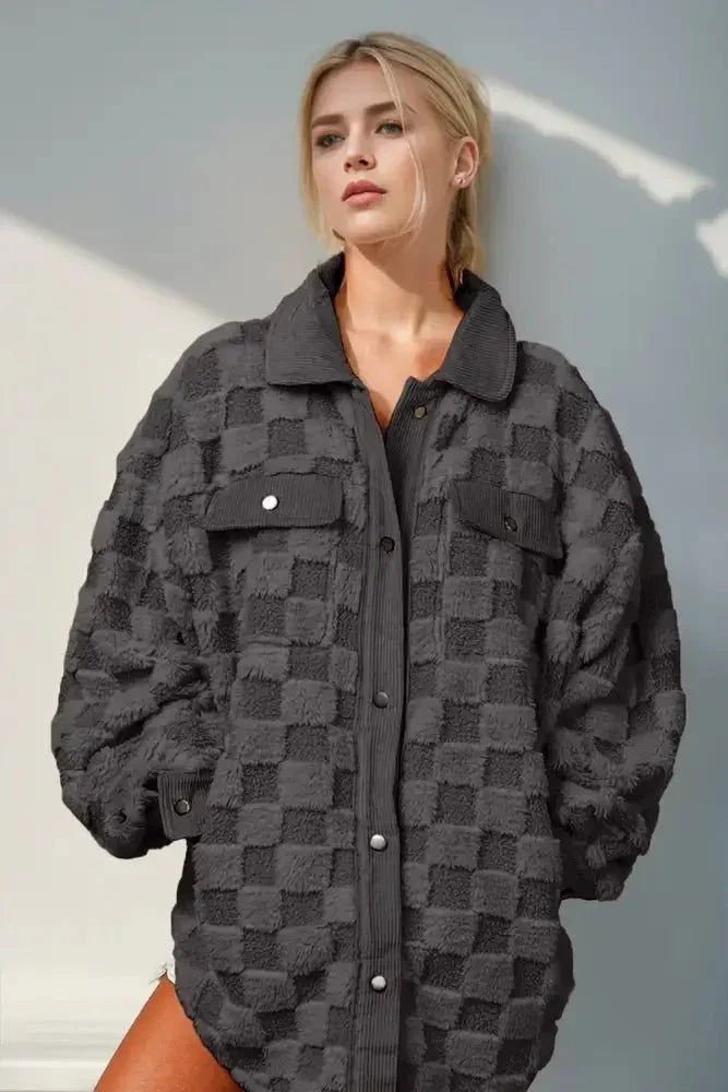 Double Take Button Up Fuzzy Checkered Shacket - Update AvenueTrendsi100100455082619100100455082619ce942485 - 57ae - 4aab - 98be - d5dfa7a0b115 - MaxBlack