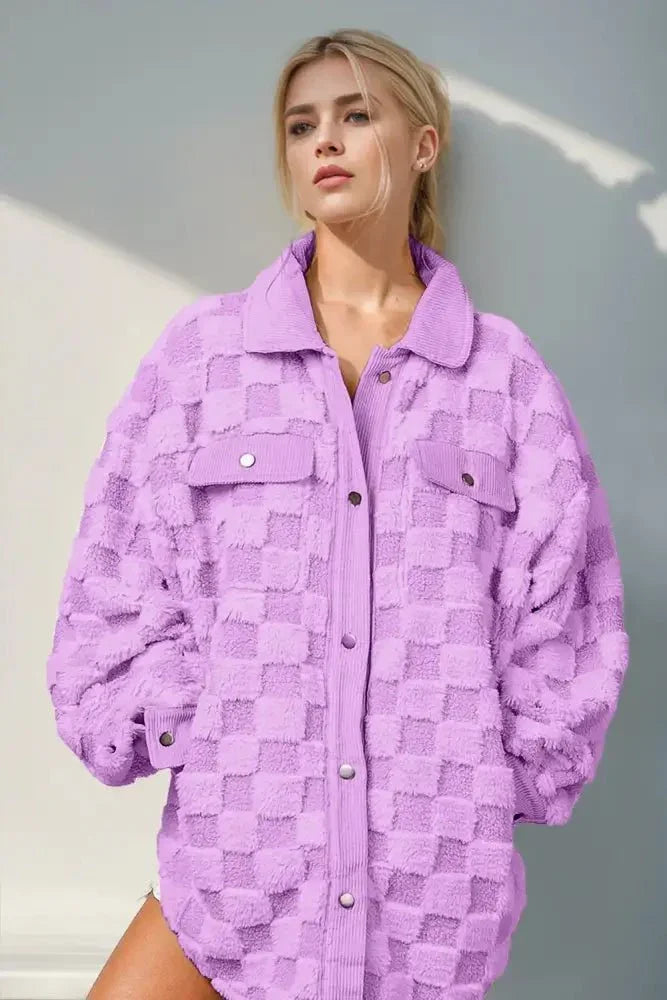 Double Take Button Up Fuzzy Checkered Shacket - Update AvenueTrendsi100100455084190100100455084190d349385e - 41e9 - 4502 - be2f - 2e7a467e1656 - MaxLilac