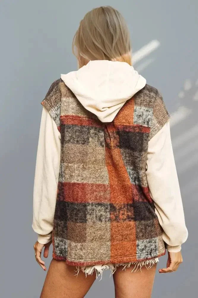 Double Take Contrast Long Sleeve Hooded Plaid Jacket - Update AvenueTrendsi1001008053315171001008053315177fa9bf9a - e383 - 4364 - becb - 97d444d5bc00 - MaxCream
