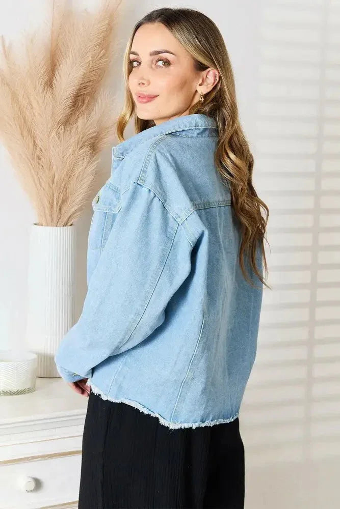 Double Take Dropped Shoulder Raw Hem Denim Jacket - Update AvenueTrendsi100100666824047100100666824047ffbcf25dde6a4207833a7626991916f9 - MaxLight