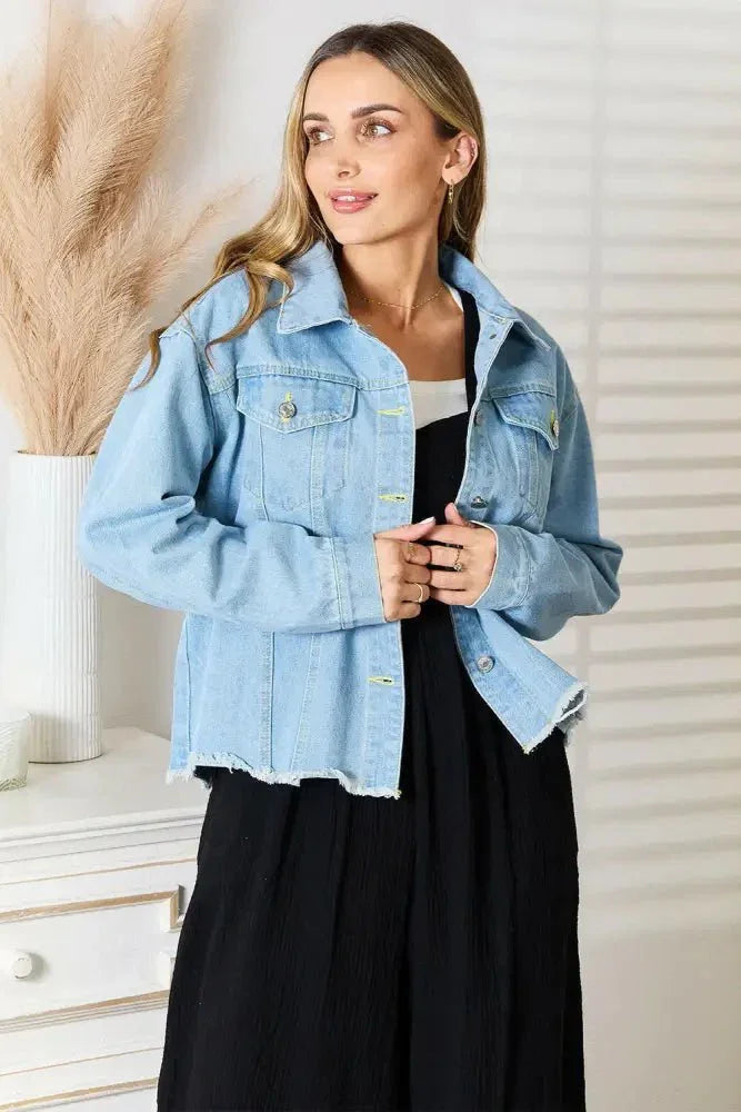 Double Take Dropped Shoulder Raw Hem Denim Jacket - Update AvenueTrendsi1001006668240471001006668240479548087a30054414808cf9f137b6efa1 - MaxLight