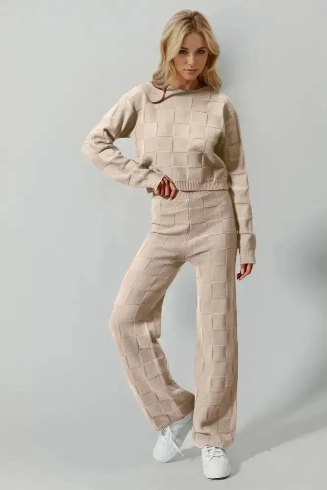 Double Take Full Size Checkered Round Neck Top and Pants Set - Update AvenueTrendsi1001002708313601001002708313600c84bccd - 48d1 - 421f - ac39 - 8f2e9ffbce18 - MaxTan