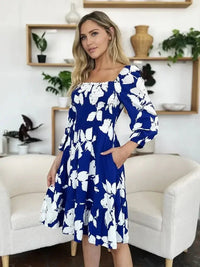 Double Take Full Size Floral Ruffle Hem Smocked Dress with Pockets - Update AvenueVacation StyleTrendsi100100451787879100100451787879f5910052 - 6b69 - 4929 - bfa2 - 125a532ee015 - MaxRoyal Blue