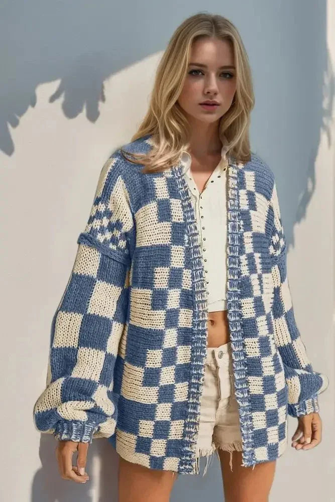 Double Take Full Size Open Front Checkered Drop Shoulder Cardigan - Update AvenueTrendsi10010080504100010010080504100076a7de48 - c684 - 455b - ab72 - 01740790c142 - MaxPastel Blue