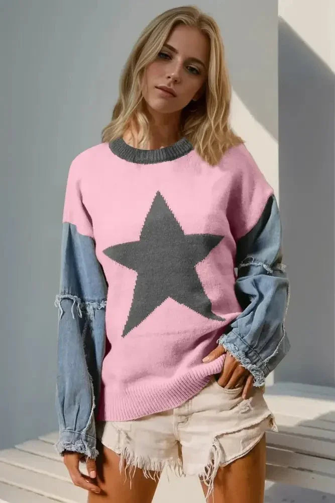 Double Take Full Size Star Pattern Raw Edge Long Sleeve Sweater - Update AvenueHonor the Stars and StripesTrendsi1001001359825771001001359825773f736671 - 45a2 - 460f - 9069 - a4807e9a9ab6 - MaxBlush Pink
