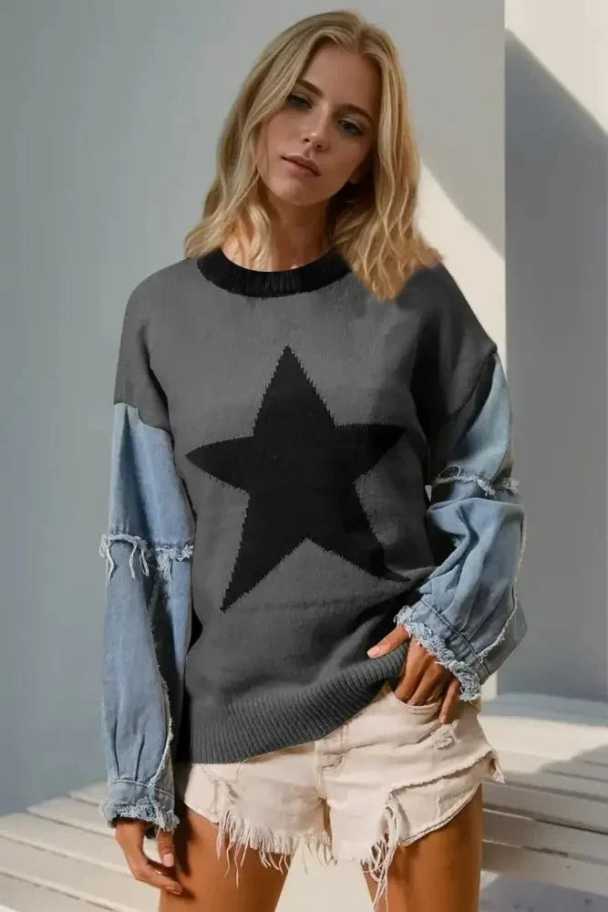 Double Take Full Size Star Pattern Raw Edge Long Sleeve Sweater - Update AvenueHonor the Stars and StripesTrendsi100100135982809100100135982809048fa01a - fff7 - 4d97 - 9f18 - cce2b6d9cf22 - MaxDark Gray