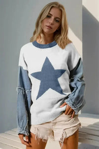 Double Take Full Size Star Pattern Raw Edge Long Sleeve Sweater - Update AvenueHonor the Stars and StripesTrendsi1001001359849791001001359849795bde8104 - 4563 - 45f3 - 9591 - 8f42aad6000c - MaxWhite