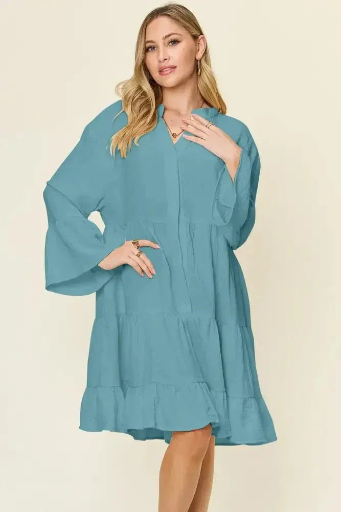 Double Take Full Size Texture Button Up Ruffle Hem Dress - Update AvenueTrendsi1001007660149591001007660149592922971c - f8b2 - 400e - 9c8e - d96f99c5b6fc - MaxCerulean
