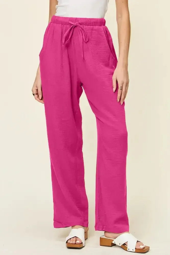 Double Take Full Size Texture Drawstring Straight Pants - Update AvenueDaily EssentialsTrendsi1001002092419381001002092419381c765de1 - 1c6e - 4639 - ae88 - 0ec296894b2f - MaxHot Pink