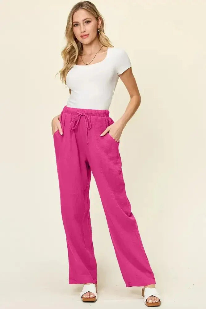 Double Take Full Size Texture Drawstring Straight Pants - Update AvenueDaily EssentialsTrendsi1001002092419381001002092419384c73835f - 83ac - 47b3 - 9aa0 - 71a496ce804a - MaxHot Pink