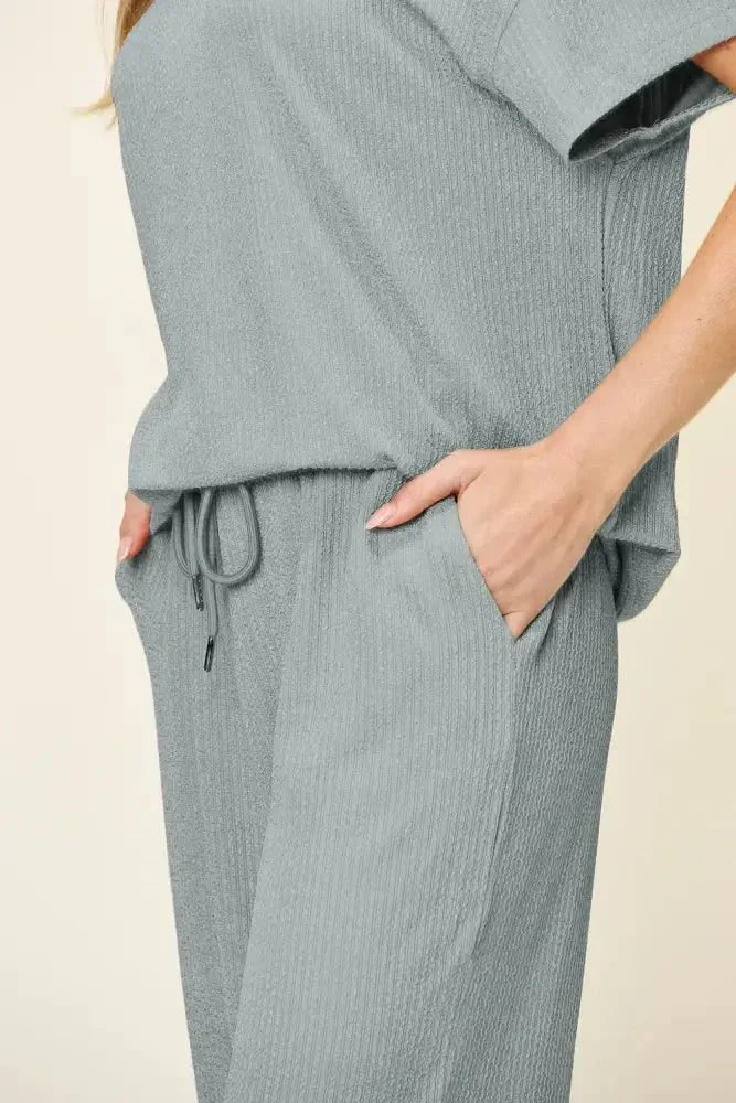 Double Take Full Size Texture Round Neck Short Sleeve T-Shirt and Wide Leg Pants - Update AvenueVacation StyleTrendsi1001009180013871001009180013870ade846e - bb23 - 46b8 - a0b8 - ed7b0e9d6b96 - MaxCloudy Blue