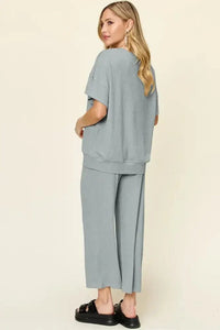 Double Take Full Size Texture Round Neck Short Sleeve T-Shirt and Wide Leg Pants - Update AvenueVacation StyleTrendsi1001009180013871001009180013877915ea81 - ecf1 - 449f - 88dc - 6df80f86b1d5 - MaxCloudy Blue