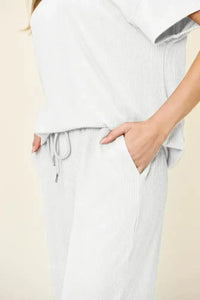 Double Take Full Size Texture Round Neck Short Sleeve T-Shirt and Wide Leg Pants - Update AvenueVacation StyleTrendsi1001009180019191001009180019194f7ffc92 - 9c5e - 4645 - 9d6c - 179247428e7a - MaxWhite