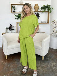 Double Take Full Size Texture Round Neck Short Sleeve T-Shirt and Wide Leg Pants - Update AvenueVacation StyleTrendsi1001009180037331001009180037337edd6760 - 642b - 465c - 87ec - e03cbad3afaa - MaxLime