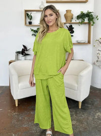 Double Take Full Size Texture Round Neck Short Sleeve T-Shirt and Wide Leg Pants - Update AvenueVacation StyleTrendsi100100918003733100100918003733e89afb5c - 9211 - 46fd - 83fe - 03efa0efa76b - MaxLime