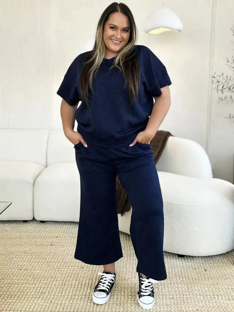 Double Take Full Size Texture Short Sleeve Top and Pants Set - Update AvenueVacation StyleTrendsi100102439211078100102439211078533a6cca - c124 - 4612 - 8edd - b25b18d0fe32 - MaxNavy