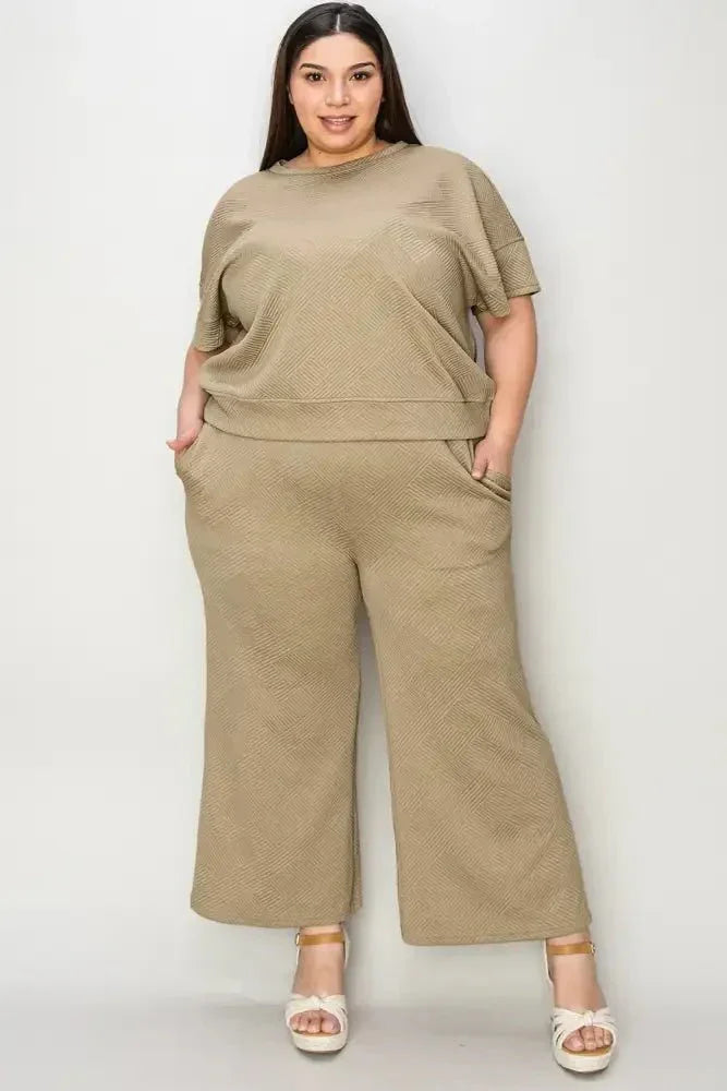 Double Take Full Size Texture Short Sleeve Top and Pants Set - Update AvenueVacation StyleTrendsi10010243921824410010243921824409ff9bd1 - 0b50 - 4b59 - a248 - c908a6ed96b3 - MaxCamel
