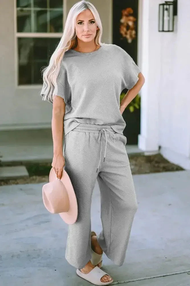 Double Take Full Size Texture Short Sleeve Top and Pants Set - Update AvenueVacation StyleTrendsi100102439219187100102439219187cb7daaf545f24d22a27be885c2417a3a - MaxCloudy Blue