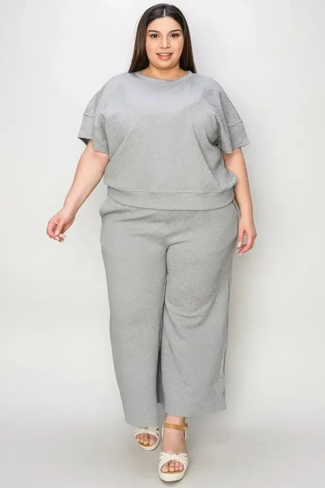 Double Take Full Size Texture Short Sleeve Top and Pants Set - Update AvenueVacation StyleTrendsi100102439219187100102439219187fa3b3600 - e10a - 4d31 - 82dd - a7e7ad9365fa - MaxCloudy Blue