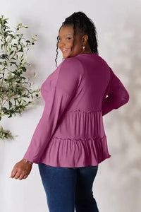 Double Take Half Button Long Sleeve Ruffle Hem Blouse - Update AvenueTrendsi100101245885950100101245885950ae6aff1304c84a29a7cff820fbef0bbd - MaxLilac