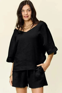 Double Take Texture Half Sleeve T-Shirt and Drawstring Shorts Set - Update AvenueTrendsi100100155631403100100155631403eacea6f1 - 08d1 - 4792 - a06d - 924104147e3f - MaxBlack