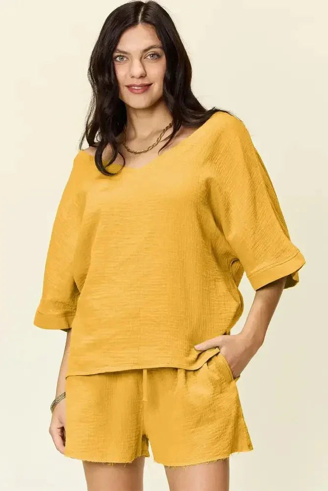 Double Take Texture Half Sleeve T-Shirt and Drawstring Shorts Set - Update AvenueTrendsi100100155634322100100155634322aa70b429 - 0cf4 - 4b50 - 98cf - 1eb9593e66ea - MaxGold
