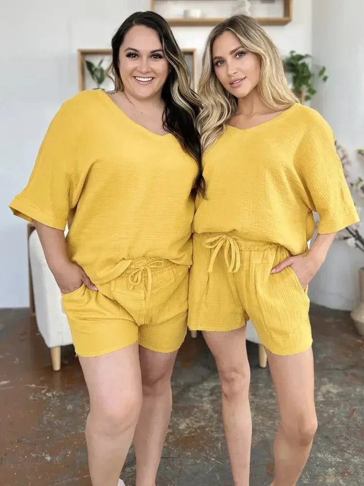 Double Take Texture Half Sleeve T-Shirt and Drawstring Shorts Set - Update AvenueTrendsi100100155634322100100155634322b4ff564f - d142 - 4e9c - bdd7 - 1473d65e0b46 - MaxGold