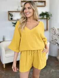 Double Take Texture Half Sleeve T-Shirt and Drawstring Shorts Set - Update AvenueTrendsi100100155634322100100155634322f21fa7d1 - 4e18 - 4678 - bd9e - b3d1334613d7 - MaxGold