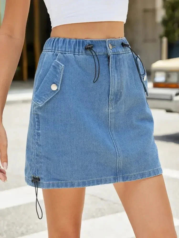 Drawstring Denim Skirt with Pockets - Update AvenueDenim Dresses & SkirtsTrendsi100100564511754100100564511754cd560068 - 7f80 - 4d5b - 8055 - 3edeaffb582c - MaxMedium