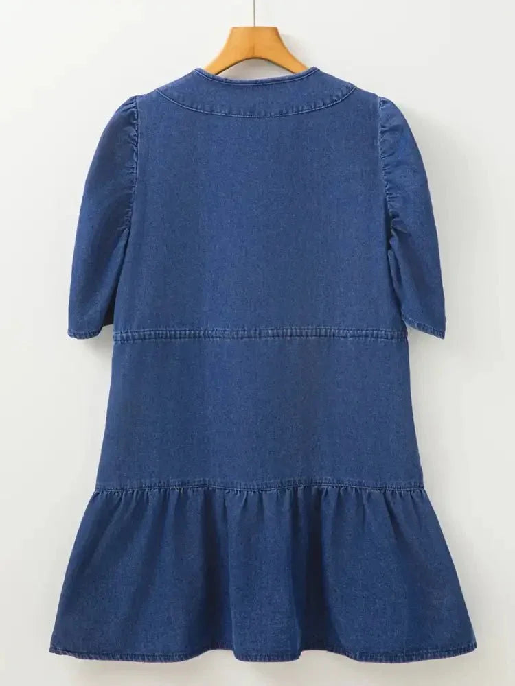 Drawstring High Waist Puff Sleeve Denim Mini Dress - Update AvenueDenim Dresses & SkirtsTrendsi100100553548707100100553548707e8a81aef807640308c1d9b61aab99971 - Max - OriginNavy