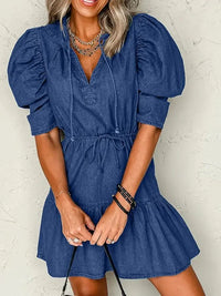 Drawstring High Waist Puff Sleeve Denim Mini Dress - Update AvenueDenim Dresses & SkirtsTrendsi100100553548707100100553548707533dae95 - 158c - 4fee - bafa - 68f0340045df - Max - OriginNavy