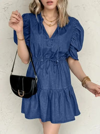 Drawstring High Waist Puff Sleeve Denim Mini Dress - Update AvenueDenim Dresses & SkirtsTrendsi1001005535487071001005535487072dadf814 - 6b1f - 4423 - 9bee - 352c601347a6 - Max - OriginNavy