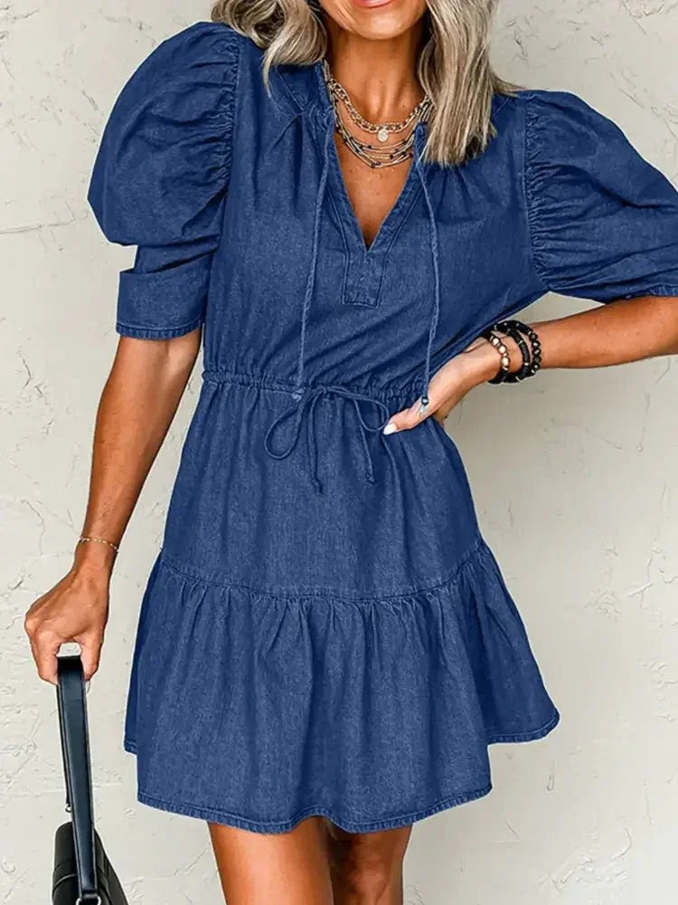 Drawstring High Waist Puff Sleeve Denim Mini Dress - Update AvenueDenim Dresses & SkirtsTrendsi1001005535487071001005535487071e20d98a - e8bd - 401d - 8703 - 26a9bddf1f0b - Max - OriginNavy