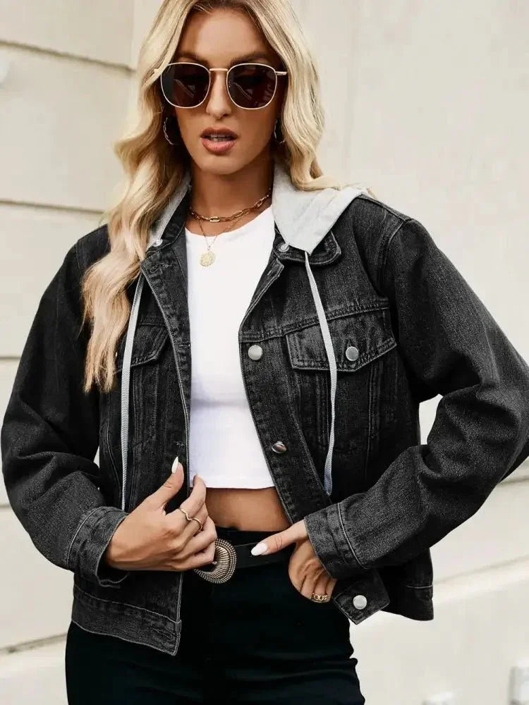 Drawstring Hooded Button Up Denim Jacket - Update AvenueTrendsi1001006106238901001006106238900db6b9d3f0a2421d894e2d5e3936090a - MaxBlack