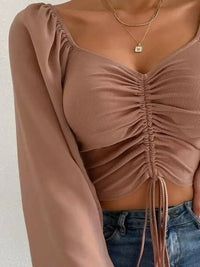 Drawstring Sweetheart Neck Cropped Top - Update AvenueTrendsi10010137135110910010137135110967b75dce264a454d80ec700bdfd22a33 - MaxCamel