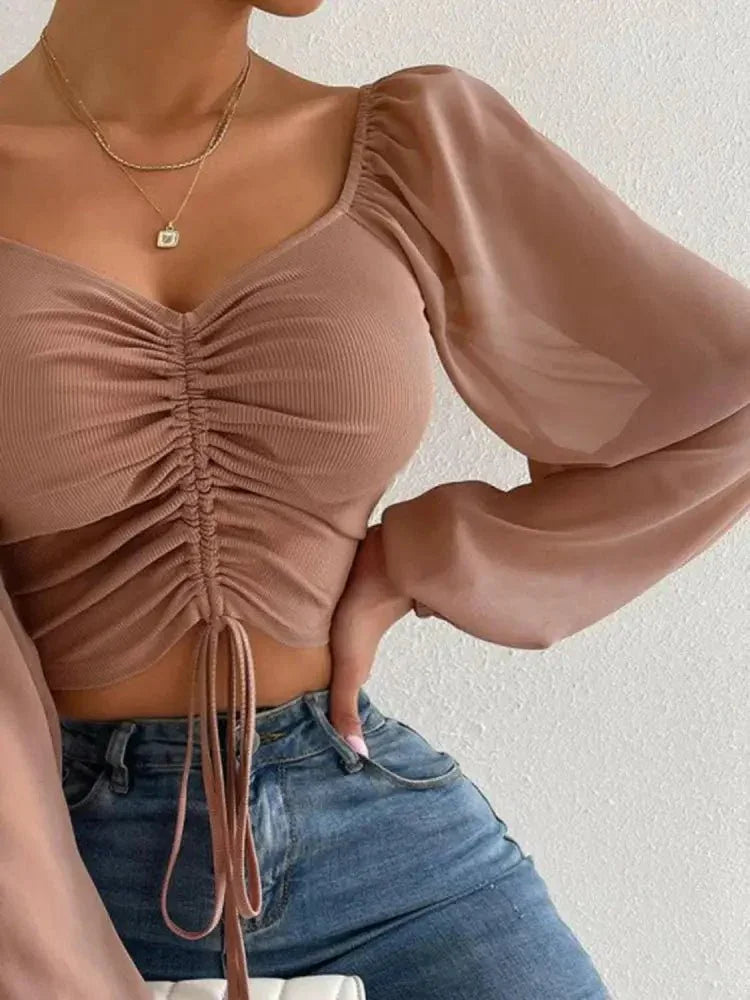 Drawstring Sweetheart Neck Cropped Top - Update AvenueTrendsi100101371351109100101371351109cb55b162a4c64bd5bb4e2712936b0f15 - MaxCamel