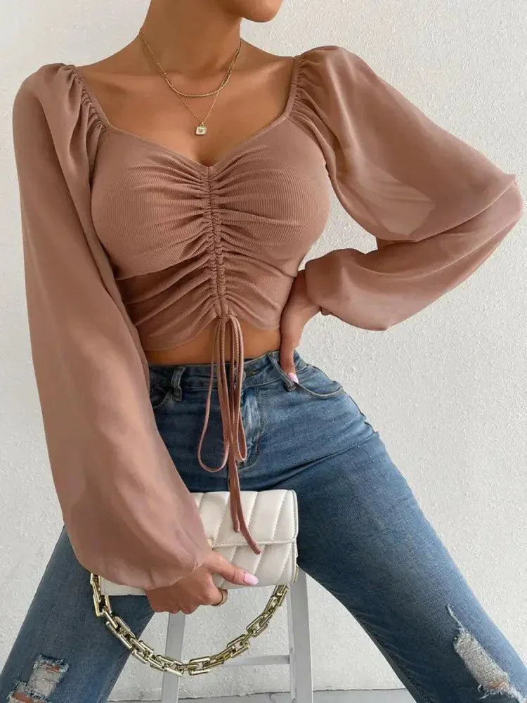 Drawstring Sweetheart Neck Cropped Top - Update AvenueTrendsi10010137135110910010137135110938f318e2397b4da2a0bc36902a4280cd - MaxCamel