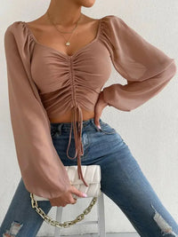 Drawstring Sweetheart Neck Cropped Top - Update AvenueTrendsi10010137135110910010137135110938f318e2397b4da2a0bc36902a4280cd - MaxCamel