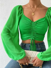 Drawstring Sweetheart Neck Cropped Top - Update AvenueTrendsi100101371351998100101371351998b059b401e8284e638210cc97c7c291ec - MaxMid Green