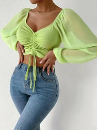 Drawstring Sweetheart Neck Cropped Top - Update AvenueTrendsi100101371352502100101371352502102a3b900f674195ad33168edcde1f2d - MaxLime