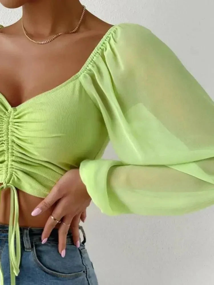 Drawstring Sweetheart Neck Cropped Top - Update AvenueTrendsi100101371352502100101371352502353486d77ee248759f82c1b486fa2992 - MaxLime